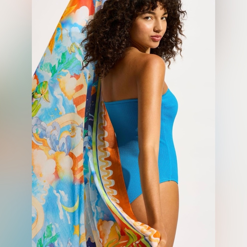 Seafolly Women's Standard Bandeau One Piece Swimsuit with High Cut Leg - Picture 6 of 9
